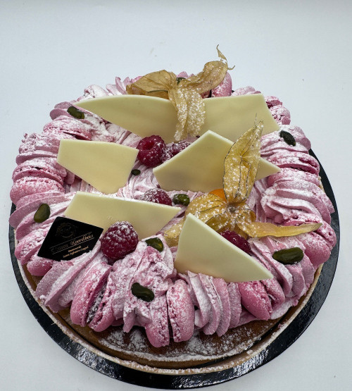 Tarte pistache macaron framboise